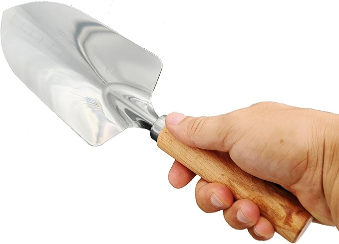 Garden Tool Shovel for Digging Gardening Trowel for Lawn Planting Stainless Steel Spade Wooden Handle Anti Slippery