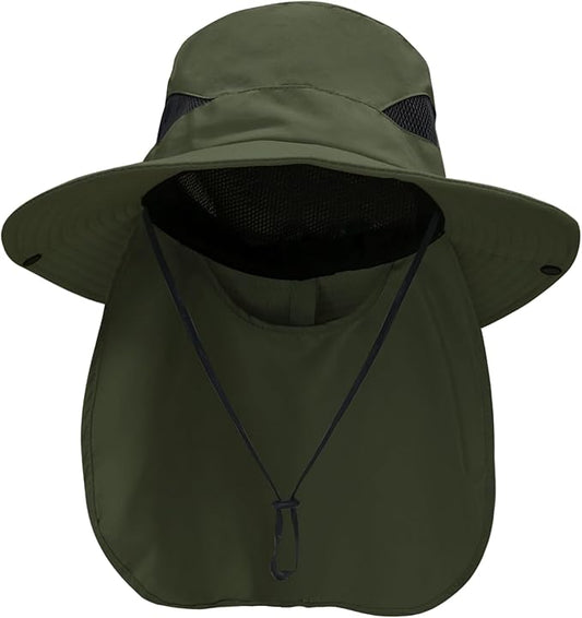 NPQQUAN Sun Hats for Men Women with Neck Flap UPF 50+ UV Protection Wide Brim Bucket Hat Safari Hiking Fishing Hats