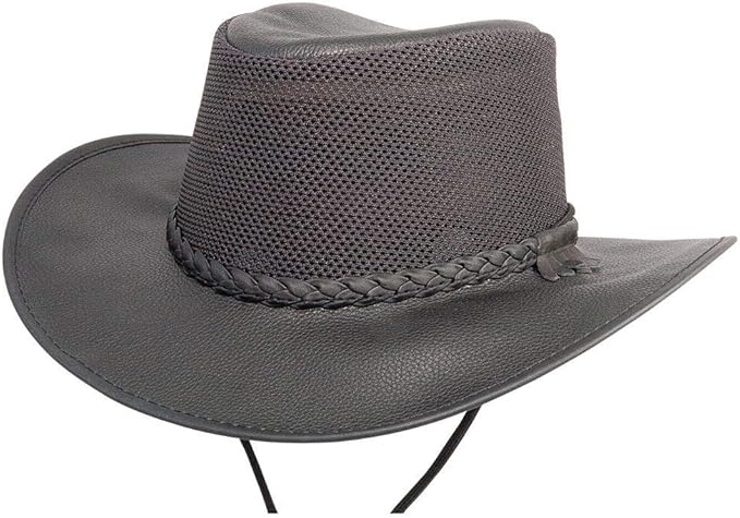 American Hat Makers Breeze Leather & Mesh Sun Hat | Wide Brim, UPF50, Breathable & Adjustable | Perfect for Outdoors