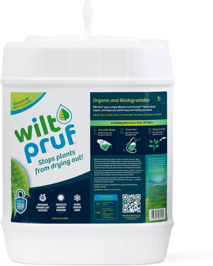 Wilt-Pruf® Concentrate | Organic Plant Protector | Professional-Grade Moisture Retention (5 Gallons)