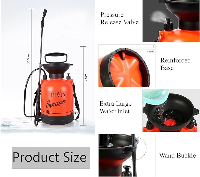 Sprayer for Lawn, Garden and Agriculture Spraying Plants, Garden Watering, Weeds and Pets Control, All-Purpose Cleaning 0.8 Gallon (3 Liter)