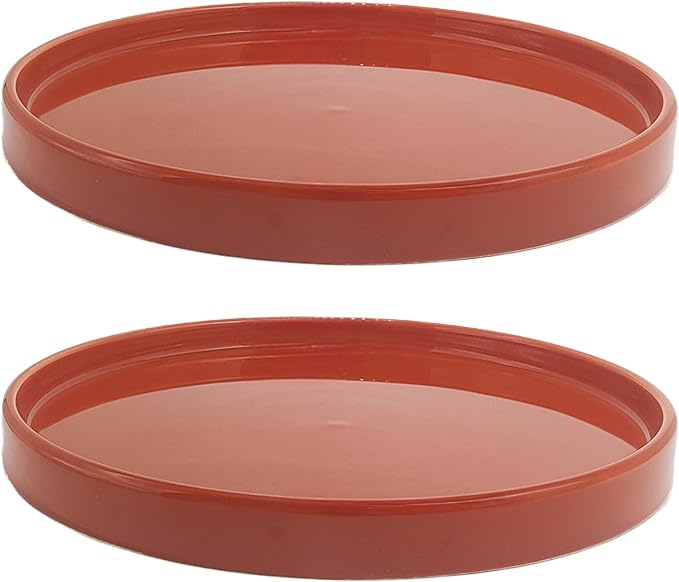 2 Pack Ceramic Plant Saucer Pot Tray 6 Inch Terracotta, Planter Saucers 6 7 8 9 10 11 12 15 Inch, Durable Sturdy Flower Drainage drip Water Tray for Glazed Pots Base (6.4 Inch- Red Terracotta)