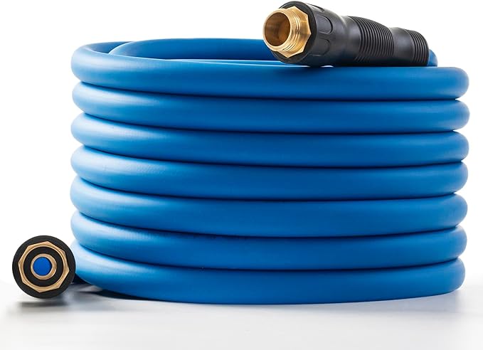 5/8" Hot/Cold Water Hose 50ft, -50℉ To 190℉ Heavy Duty,Flexible,Burst 600 Psi 3/4" Brass Fittings with Swivel Grip Handle for Outdoor,Yard, Farm, Blue