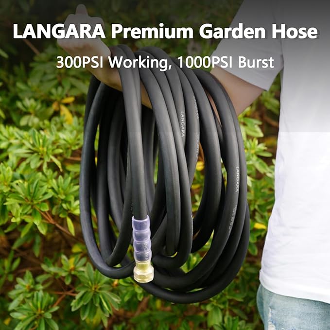 Heavy Duty Premium Garden Hose 75ft x 5/8", 300PSI Working, 1000PSI Burst, Water Hose with Transparent Swivel Handle - Hot/Cold Water - Five Layered Braiding for Durability