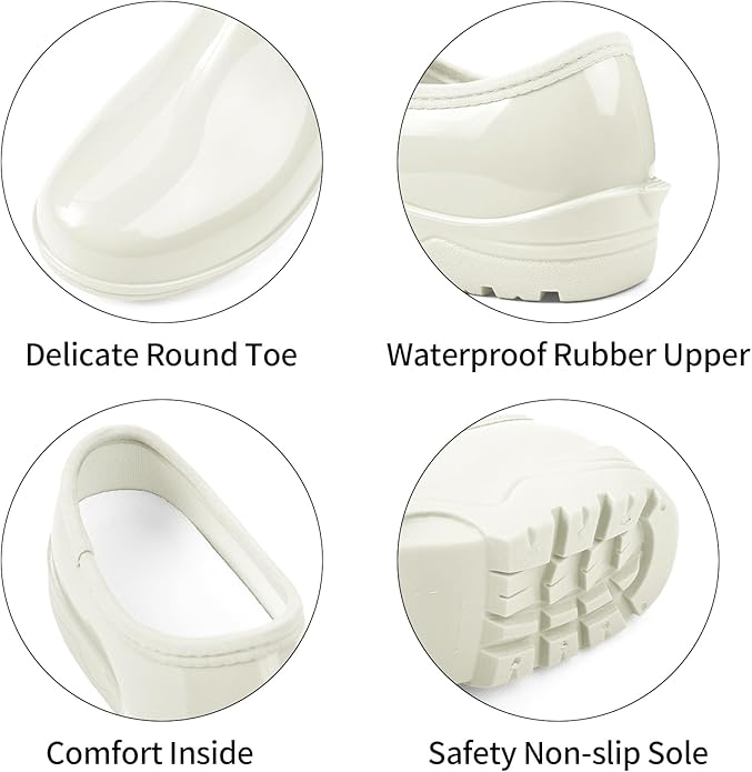 DKSUKO Waterproof Garden Shoe for Women Outdoor Slip-On Rain Boots Short Ankle Work Shoes and Garden Clogs with Comfort Insole
