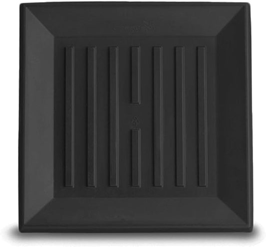 Crescent Garden Universal Square Plant Saucer, UV Resistant Durable Drip Tray for Square Planter, Heavy-Duty Plastic Drainage Dish, Indoor/Outdoor Flowerpot Saucer - 9'' Inner x 12.5" Outer (Black)