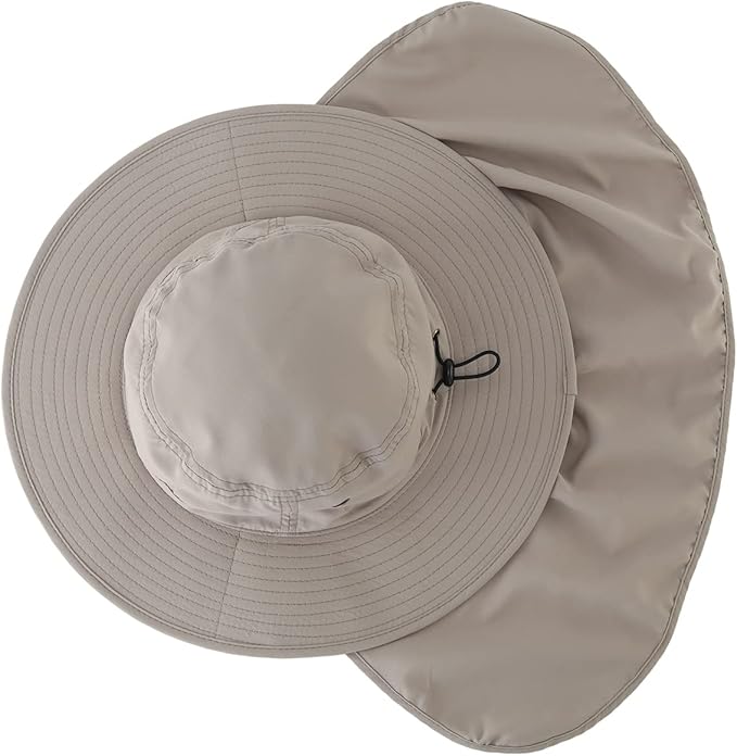 Home Prefer UPF50 Mens Sun Hat with Neck Flap Quick Dry UV Protection Cap Womens Wide Brim Fishing Hat Neck Flap Beach Garden