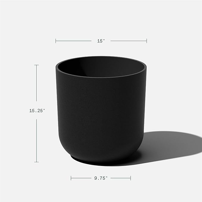 Veradek Round Black Plastic Planter Pots for Indoor/Outdoor Garden Use, with Drainage Holes, Suitable for Small to Large Succulent Plants, Flowers, Modern Interior Plants