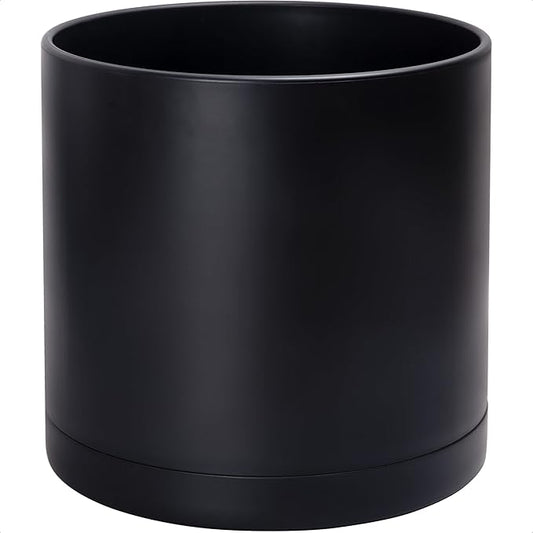 D'vine Dev 16 Inch Black Plastic Planter Pots for Plant Pot with Drainage Hole and Seamless Saucers, 74-X-B-5