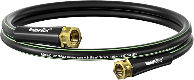 RAINPOINT Short Leader Garden Hose 5ft x 5/8", Water Hose Heavy Duty, Flexible, Lightweight Durable Hybrid Hose with Swivel Handle for Yard, Car Wash, Pets, No Kink, Female to Female Fittings