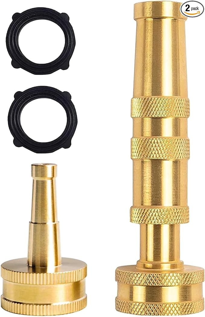 Solid Brass Heavy Duty Adjustable Twist Hose Nozzle, CM CUMIZON Jet Sweeper Nozzle, High Pressure Hose Nozzle Solid Brass,Water Hose Sprayer Nozzle, B
