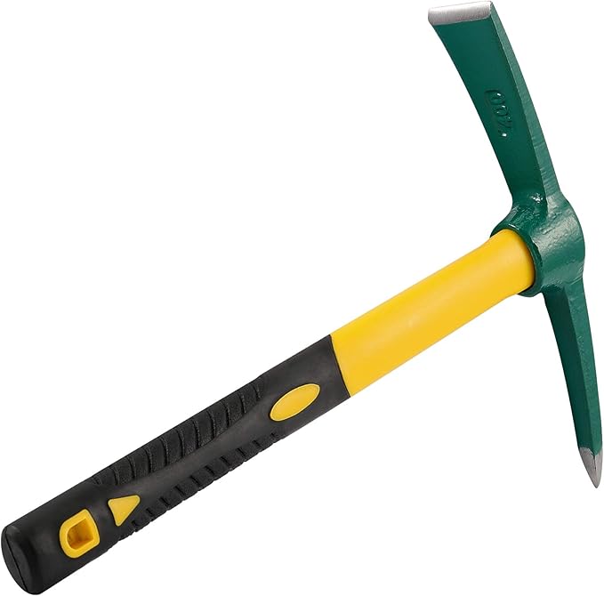 KEILEOHO 15 Inches Pick Mattock Hoe, Forged Weeding Garden Pick Axe with Rubber Handle, Weeding Mattock Hoe for Gardening, Loosening Soil, Camping, Planting Vegetables and Fruits