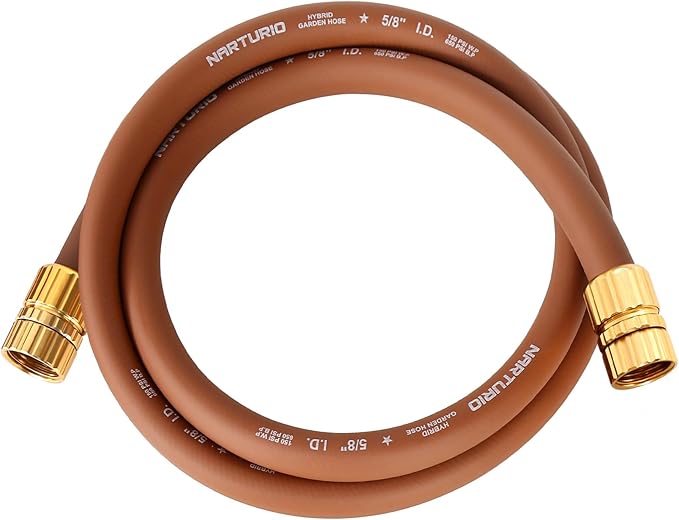 Short Leader Garden Hose 5/8" x 6ft, No Kink Lightweight Water Hose, Hybrid Rubber, Heavy Duty, 650 Burst PSI, Female to Female Fittings