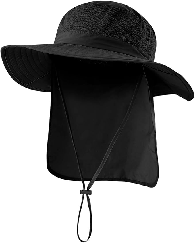 Home Prefer Outdoor UPF50+ Mesh Sun Hat Wide Brim Fishing Hat with Neck Flap Sun Hat for Men Women