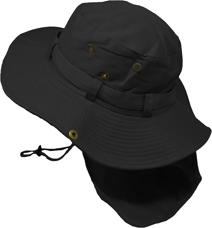 Glory Max Bucket Boonie Hat with Neck Flap Cover Sun Safari Wide Brim Fishing Garden Hiking Cap