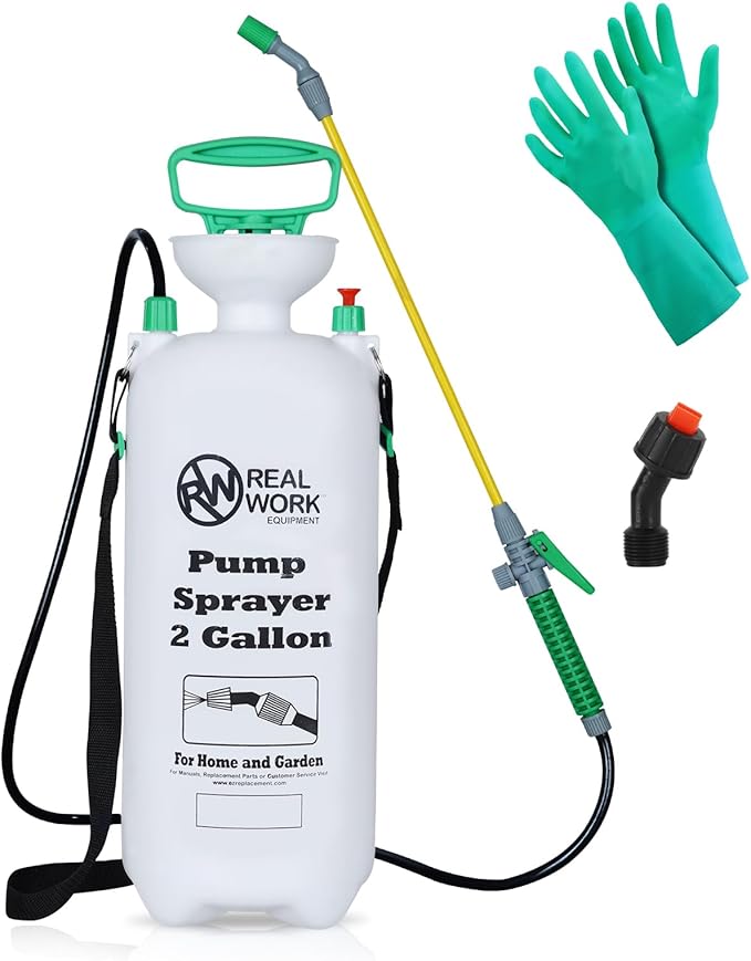 REALWORK 2-Gallon Handheld Tank Sprayer with Easy-Carry Shoulder Strap for Lawn, Garden, Yard, in Translucent White