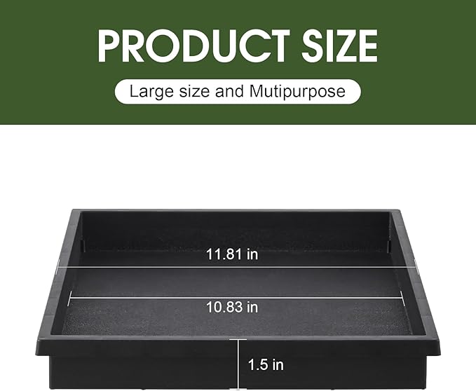 NATSUKY Square Plant Saucer 12 Inch 2 Pack, 8 10 12 14 Inch Plant Trays for Indoors Heavy Duty Plastic Flower Plants Saucers for Pots Outdoors No Holes Drip