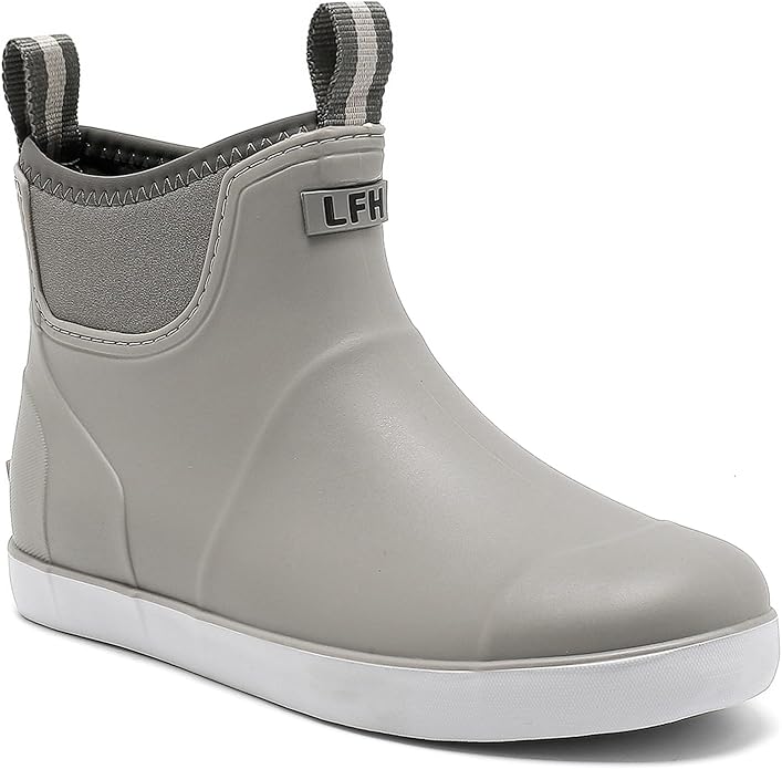 Mens Deck Boots, Saltwater Fishing Booties Rubber Waterproof Ankle Rain Boots, High-performance Footwear Chelsea Boots for Gardening Fishing Boating Camping Sailing
