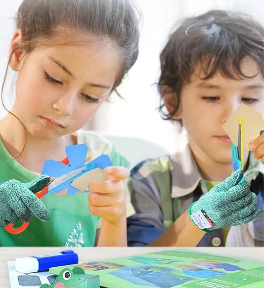 2 Pairs Cut Resistant Gloves for Kids 7-9 Years, Level 5 Protection Cutting Gloves Food Grade for Cooking, Whittling, Wood Carving, Gardening and DIY(Pink-XXS)