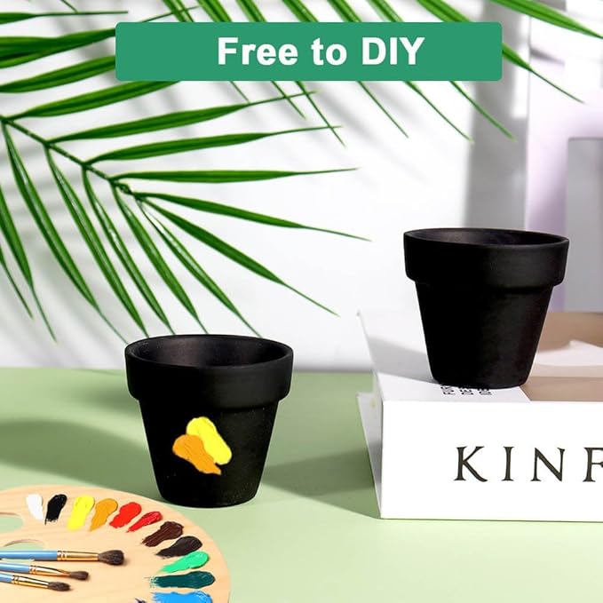 vensovo 48 Pcs Tiny Terracotta Pots - 2 inch Black Small Mini Clay Pots with Drainage Holes for Indoor/Outdoor Succulent Plants, Crafts, Wedding Favor