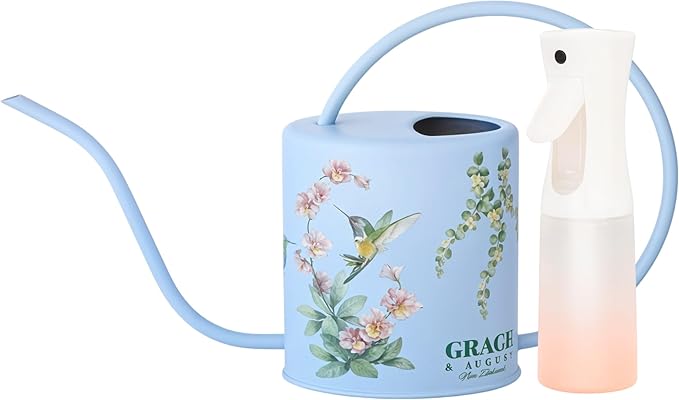 Watering Can for Indoor Plants - House Plant Watering can - Colorful, Decorative Indoor Water can for Plants - Metal Indoor Watering can with Long Spout - 1.5L 51floz 0.4 Gallon(Hummingbird Blue)