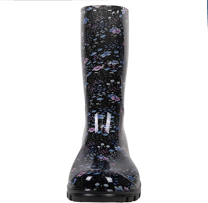 Asgard Women's Mid Calf Rain Boots Printed Waterproof Rubber Boots Short Garden Shose