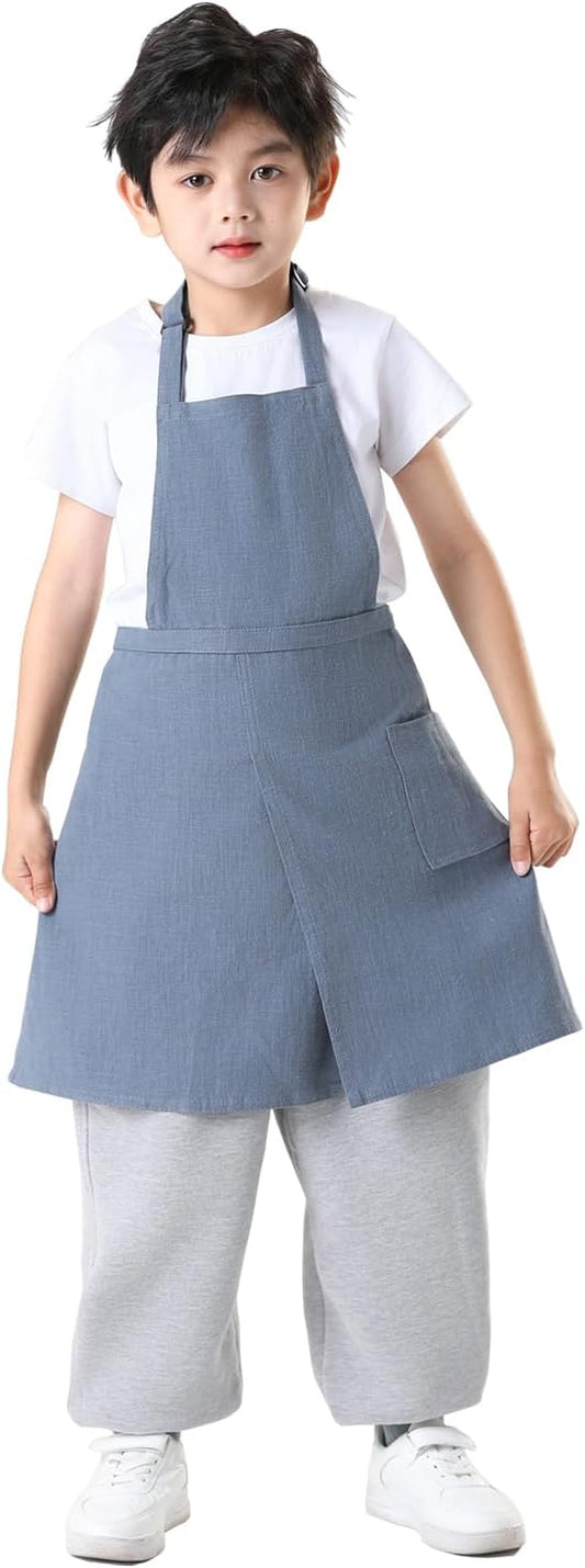 Linen Apron for women with pockets Cottion Linen Split-leg Apron for Clay Kichen Artist Pottery Gardening