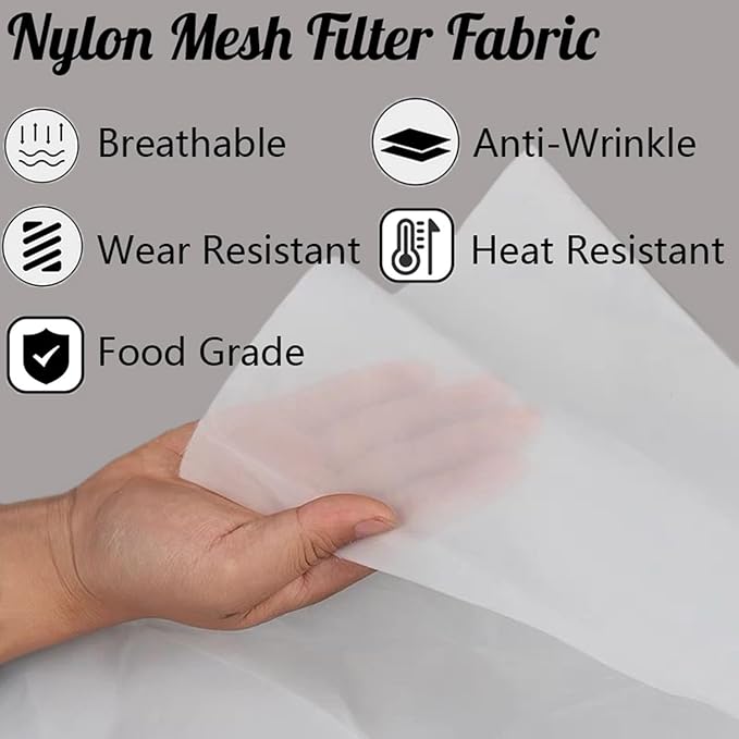 Nylon Mesh Filter Fabric 40 Micron Water Strain Net Mesh Fabric, 39.3 x 78.7 inch