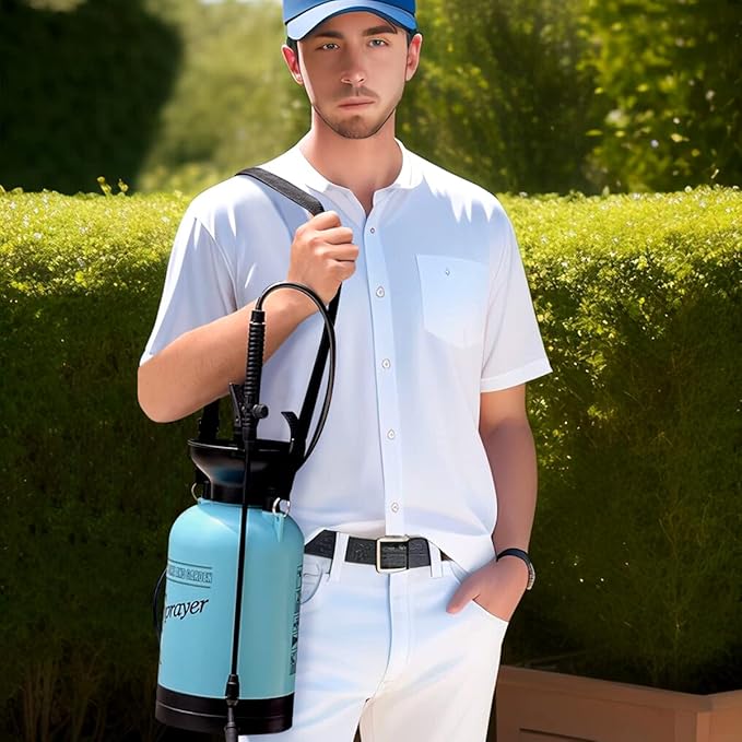 CLICIC Lawn and Garden Portable Sprayer - 1.3 Gallon/5 L Pump Pressure Sprayer Includes Shoulder Strap.