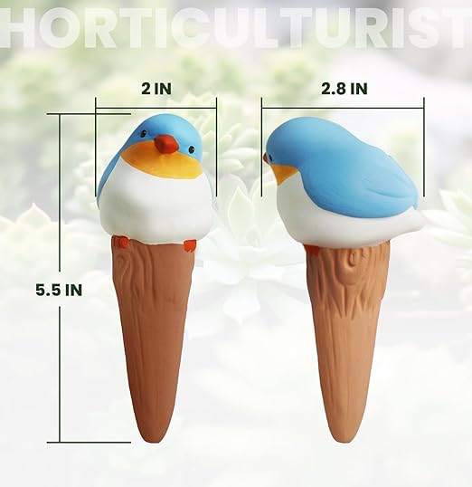Bird Shaped Plant Watering Globes(Bule 4ps) Plants Suitable for Indoor and Outdoor Use Should be Kept Constantly Moist. The Interesting Shape Makes The Garden More Interesting and Beautiful.