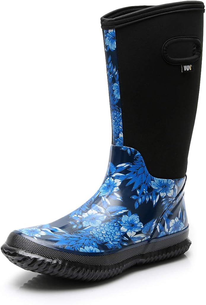 WTW Mid Calf Rain Boots for Women - Waterproof Insulated Neoprene Mud Boots Outdoor Hunting Garden Boots