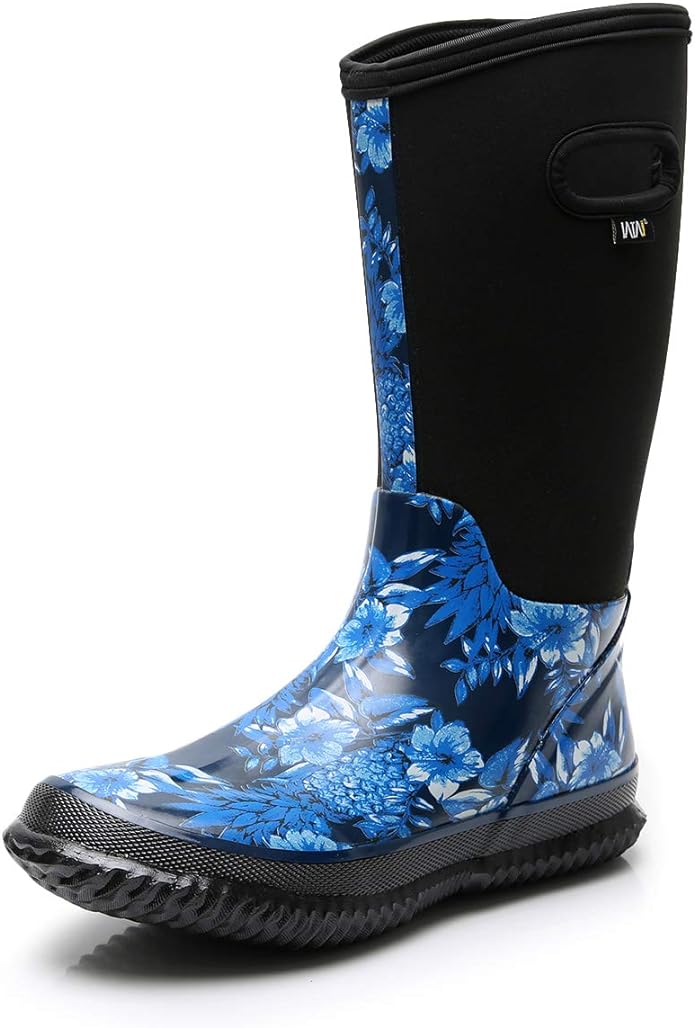 WTW Mid Calf Rain Boots for Women - Waterproof Insulated Neoprene Mud Boots Outdoor Hunting Garden Boots