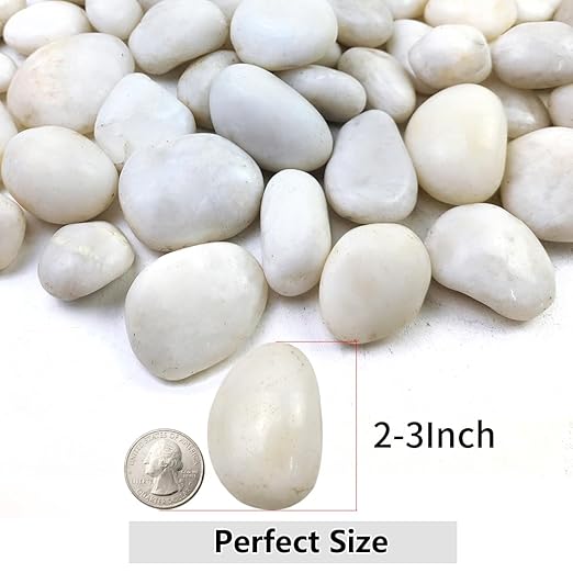 40lbs White River Rocks for Landscaping, 2-3 Inch Natural Pebbles for Indoor Plants, High Polished Decorative Stones Garden Outdoor and Indoor DIY Vase Filler Fish Tank Aquariums