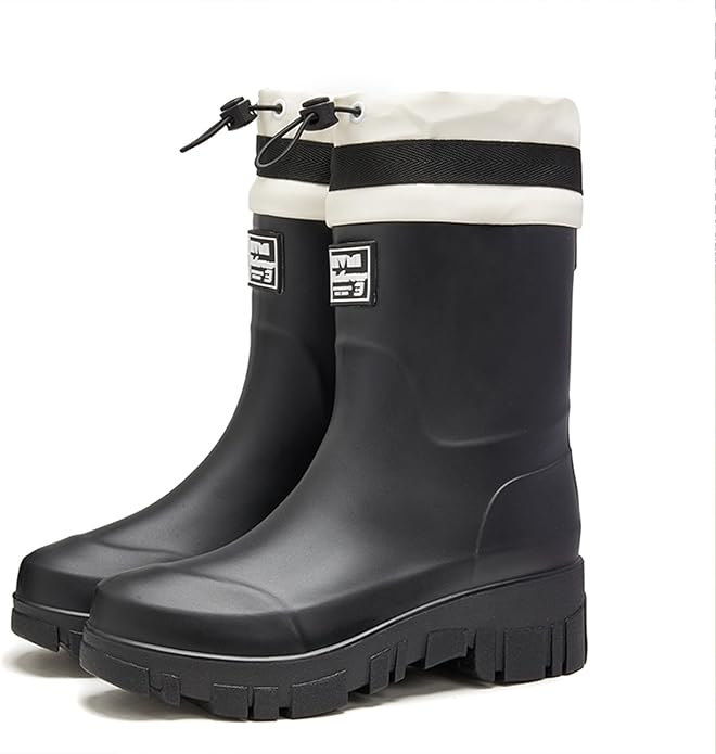 Nutropa Waterproof Mid Calf Women Rain Boots Lightweight Comfortable Wide Calf Garden Shoes