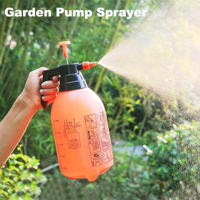 51oz/68oz Handheld Garden Pump Sprayer with Adjustable Nozzle Pressure Sprayer Hand Atomizer for Home Cleaning,Garden,Car Detailing & Washing (68ozOrange)