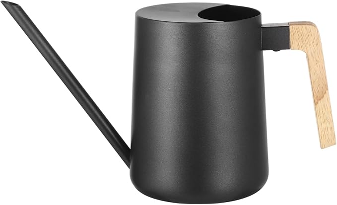 Homaisson 35 oz Metal Small Indoor Watering Can with Long Spout & Real Wood Handle for House Plants, Rust-Resistant Watering Pot for Indoor and Outdoor, Ideal for Houseplants, Modern Minimalist Design