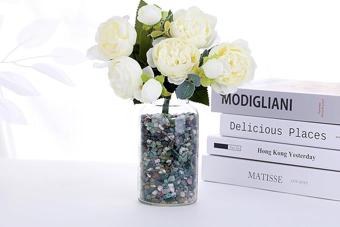 QINJIEJIE Aquatic Agate Crystals Chips Natural Stone Gravel Bulk Crushed Rocks Pieces Polished Quartz Stone 0.55Lbs Decorative Fish Tank Pebbles Vase Filler Irregular Shaped Tumbled Gemstone for Home