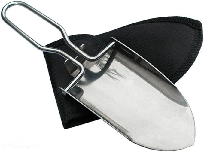 Toasis Garden Trowel Mini Outdoor Foldable Hand Shovel (Olive & Silver-2pcs)