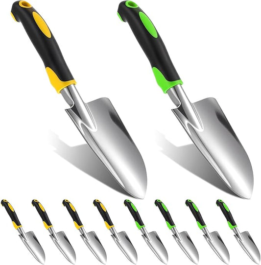 8 Pcs Garden Shovel Aluminum Alloy Heavy Duty Trowel Garden Tool Small Shovels for Digging Metal Hand Trowel Spade with Soft TPR Handle for Lawn Yard Farm Home Shop Planting
