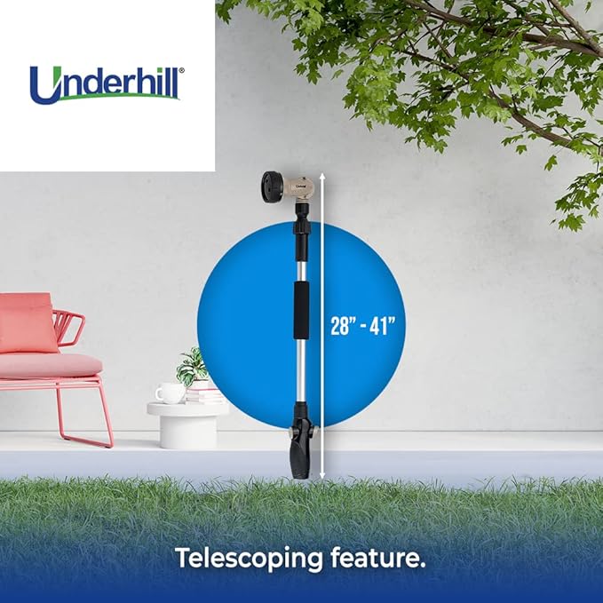 Underhill Proline Gold Series Garden Watering Extender Wand for Hose with Nozzle Sprayer Head, 3/4-Inch Thread Inlet, Jet Attachment, NG200-TW