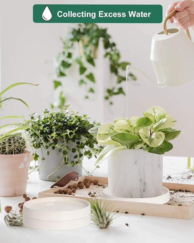 vensovo 7 Inch White Ceramic Plant Saucer Pots Tray -2 Pcs Round Planter Saucers for Indoor & Outdoor Plants, Large Trays Perfect for 5 Inch 6Inch Flower Pot