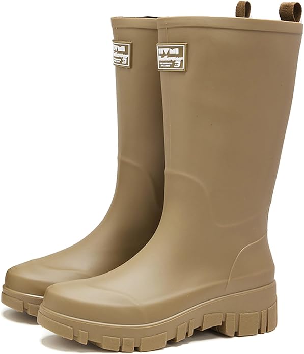 Nutropa Waterproof Mid Calf Women Rain Boots Lightweight Comfortable Wide Calf Garden Shoes