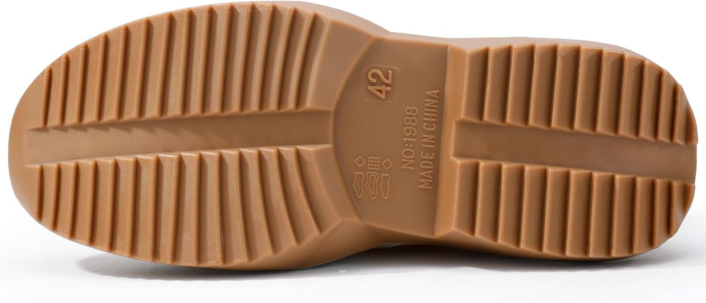 Women's Ankle Rain Boots - Slip On Waterproof Festival & Garden Shoes for Men - Comfortable Lightweight Rubber Wellies with Decorative Buckle