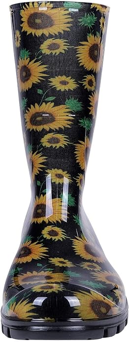 Asgard Women's Mid Calf Rain Boots Printed Waterproof Rubber Boots Short Garden Shose