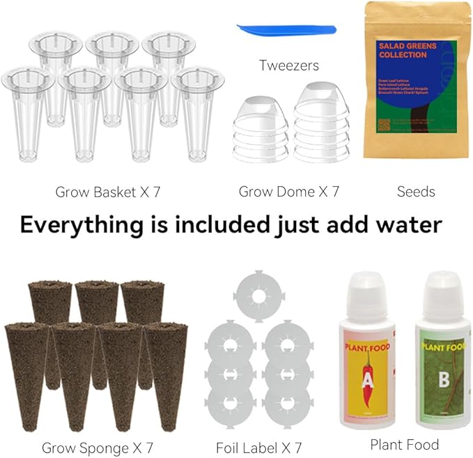 inbloom Salad Green Seed Pod Kit for Hydroponics Growing System, 7 Pods (350+ Seeds with American Fast/Paris Island/Buttercrunch Lettuce, Swiss Chard, Spinach, Cauliflower, and Wild Cabbage)