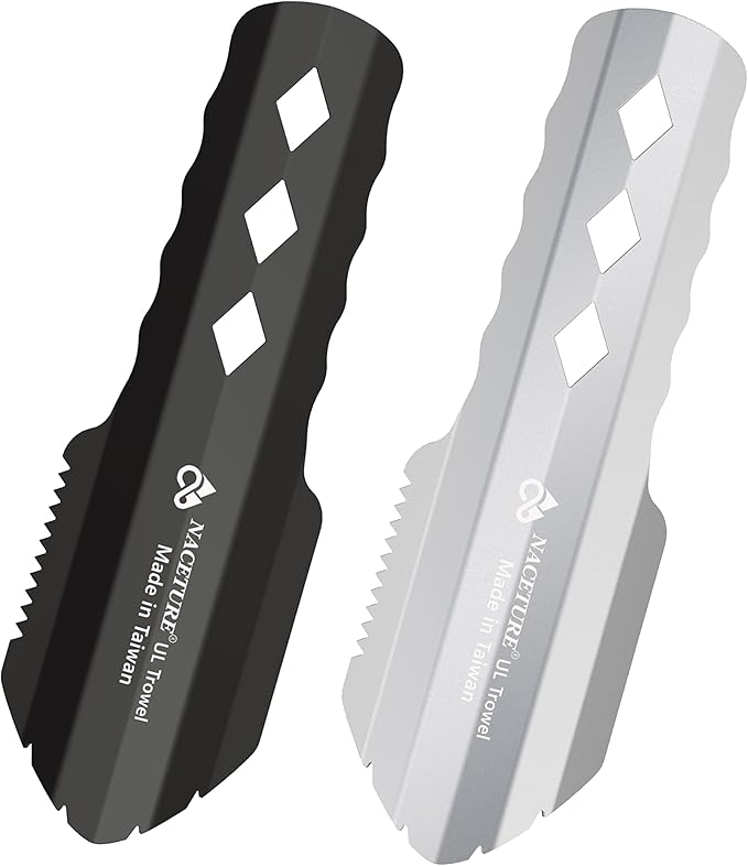 NACETURE Ultralight Backpacking Trowel Aluminum Shovel Small Potty Multitool with Longer Handle Design Essential for Hiking, Camping and Survival Bags(Black 1 Pack)