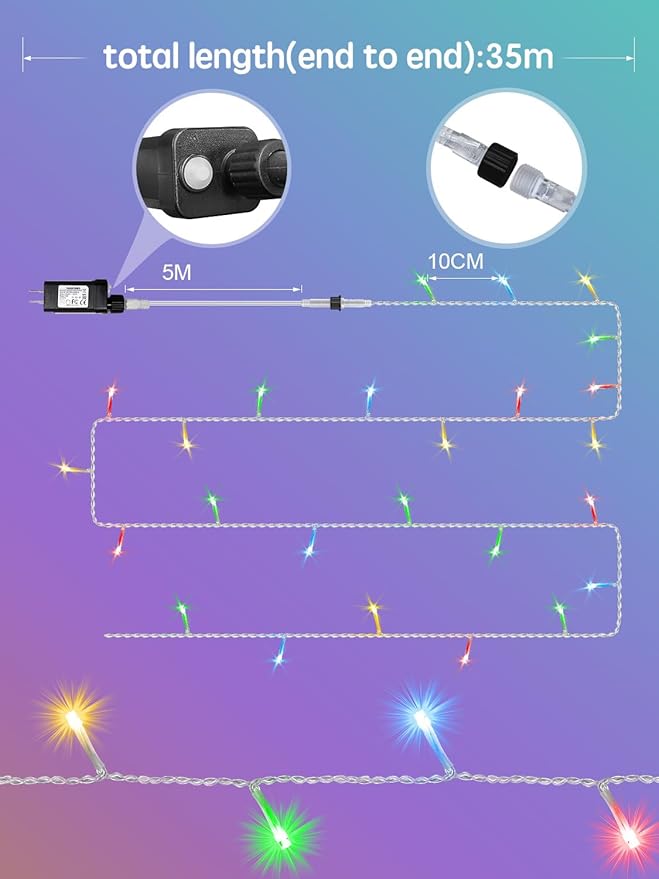 Christmas Lights with 300 LEDs, 100FT Connectable Plug in Fairy String Lights with Remote & Timer, IP65 Waterproof Lights for Yard, Garden, Christmas Décor (Color Changing + Warm White)