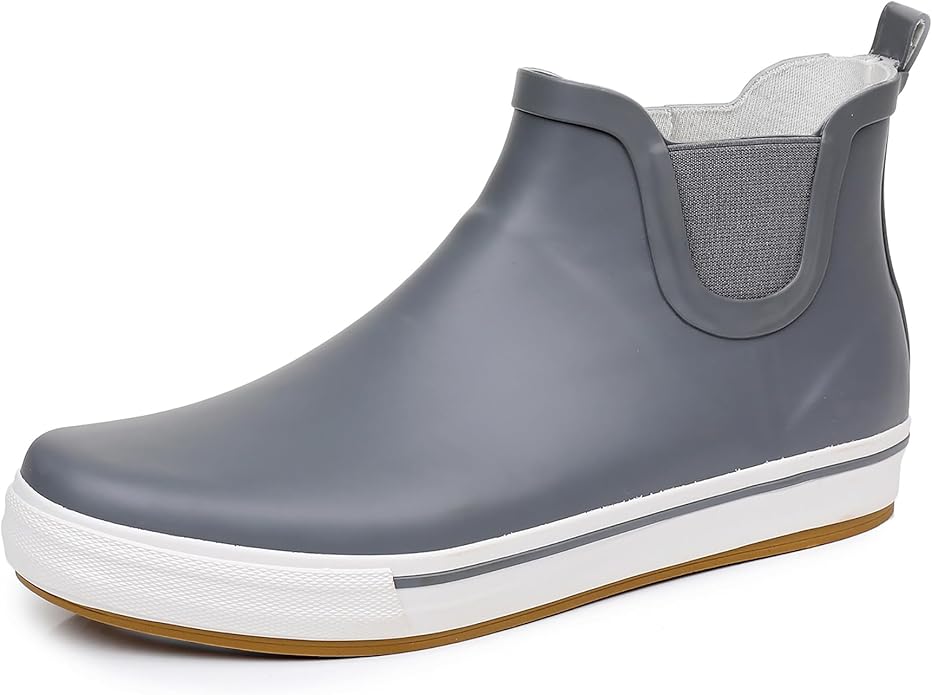 WTW Womens Rain Boots Deck Boots for Men - Lightweight Waterproof Rubber Fishing Rain Shoes with High Traction for Gardening Camping