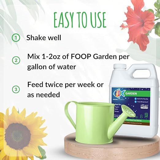 FOOP Garden - Organic Liquid Plant Food Made from Fish Manure (with Fresh Minty Scent) | Fish Fertilizer Alternative Perfect for Veggies, Herbs, Flowers,Trees,Shrubs | Kid&Pet Friendly (32oz)