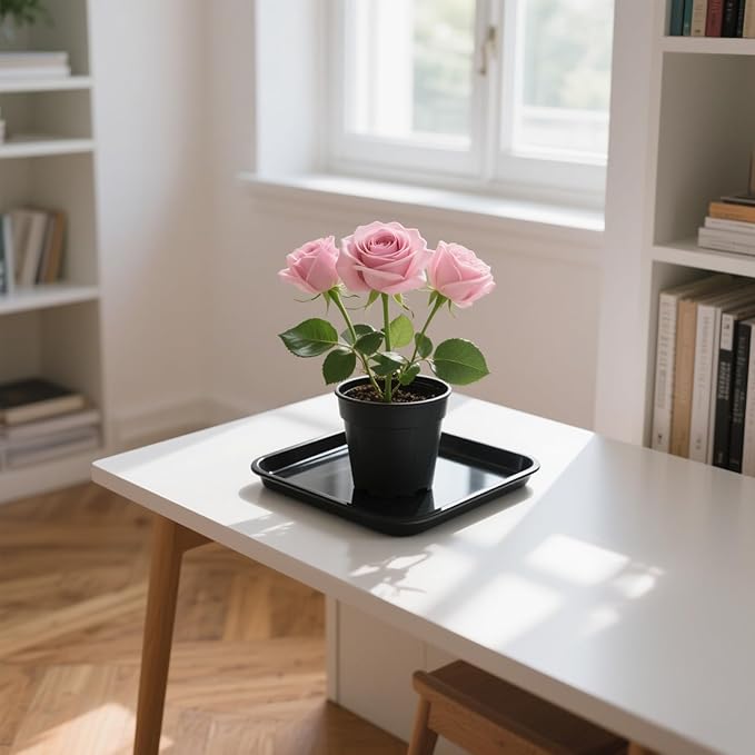 JOIKIT 15 PCS 10 x 10 Inch Square Plant Saucer, Plastic Plant Saucer Drip Tray, Square Flower Pot Tray for Indoors and Outdoor Plant Pots, 1.38 Inch Deep, Black